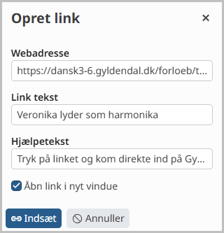 Funktionen Opret Link