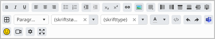Panel med alle funktioner i tekstfeltet
