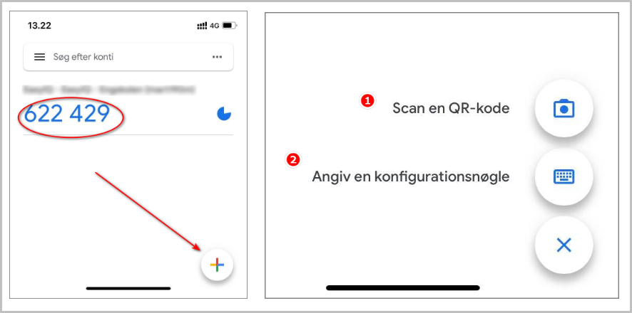 Opsætning i Google Authenticator