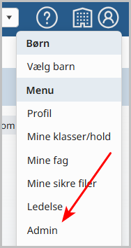 Admin-menu via profilikon i SkolePorta