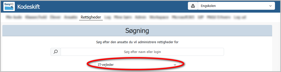 Rettighedsfunktion i Kodeskit