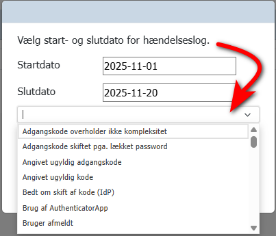 Angiv loginformation til CSV-fil