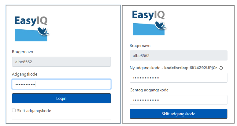 Indtast brugernavn og engangskode i login-dialogen.