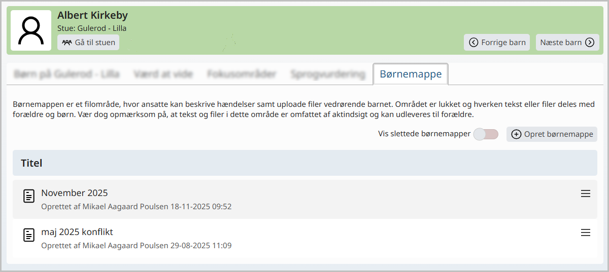Fanen Børnemappe i Barnets Vej