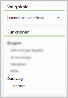 Funktionen Børnedata i Admin