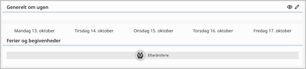 Ferien vises i Ugeplanen