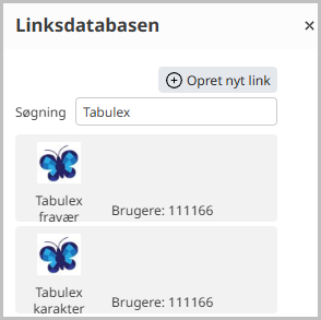 Søg link fra databasen eller opret nyt