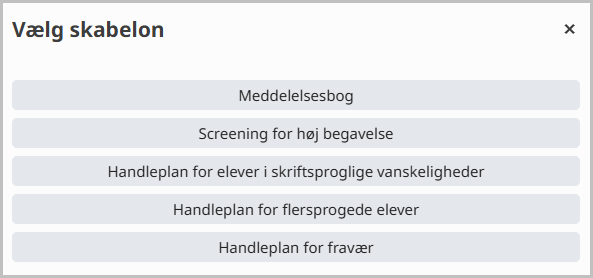 Eksempler på handleplansskabelonger