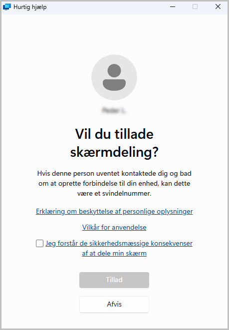 Accepter skærmdeling