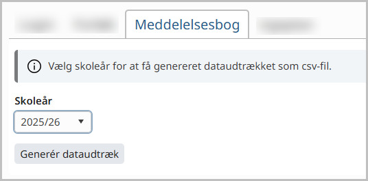 Generering af dataudtræk for Meddelelsesbog