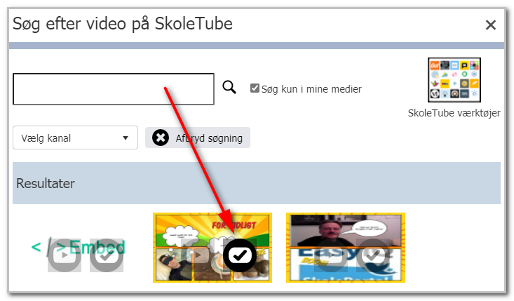 Video markeret med flueben i SkoleTube