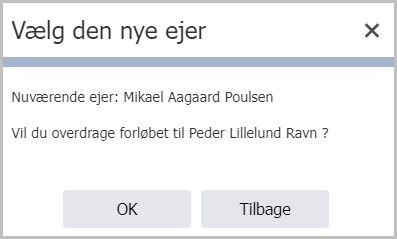 Klik på Ok og overdrag forløb