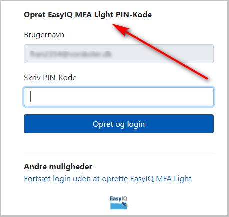Opsæt MFA-light pinkode