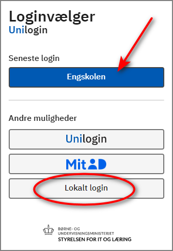 Loginvælger lokalt login